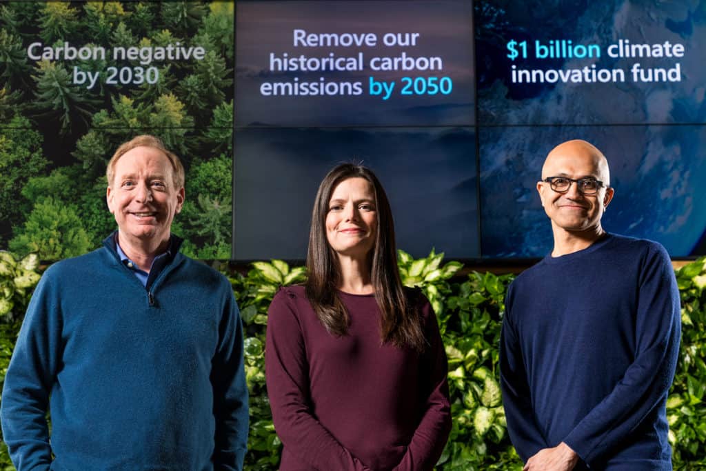 Microsoft leadership announces carbon negative pledge